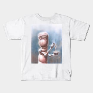 Anthropomorphic Earthworm Eating Pasta Kids T-Shirt